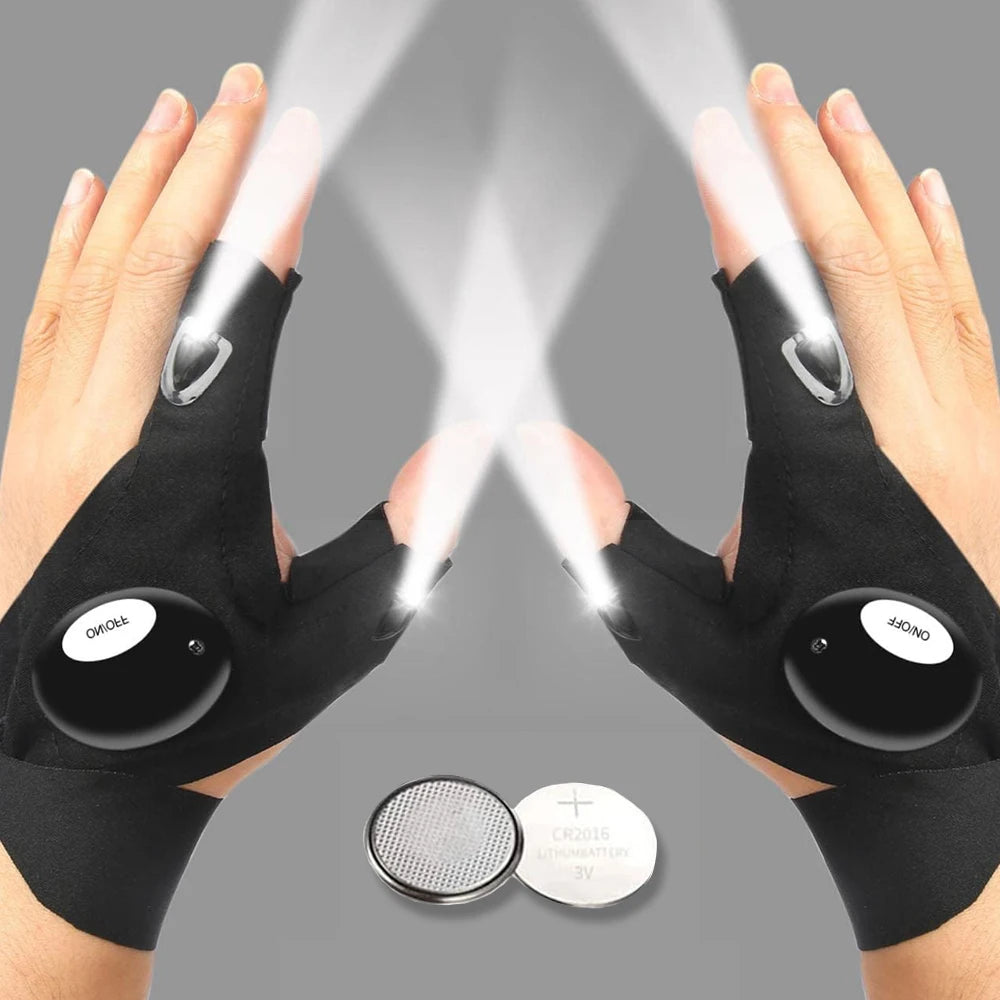 LED Half Finger Glove for Men Women Outdoor Waterproof Night Vision