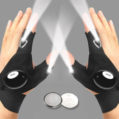 LED Half Finger Glove for Men Women Outdoor Waterproof Night Vision