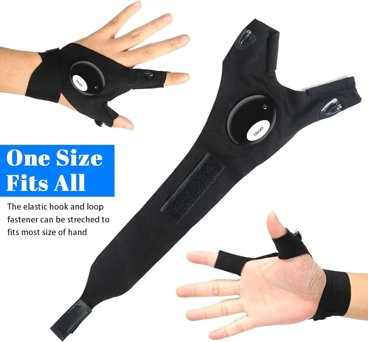 LED Half Finger Glove for Men Women Outdoor Waterproof Night Vision