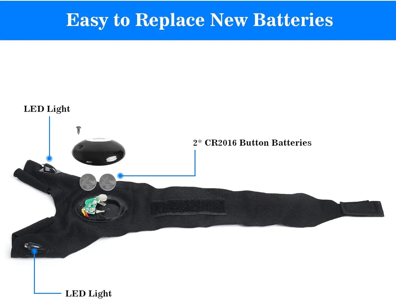 LED Half Finger Glove for Men Women Outdoor Waterproof Night Vision