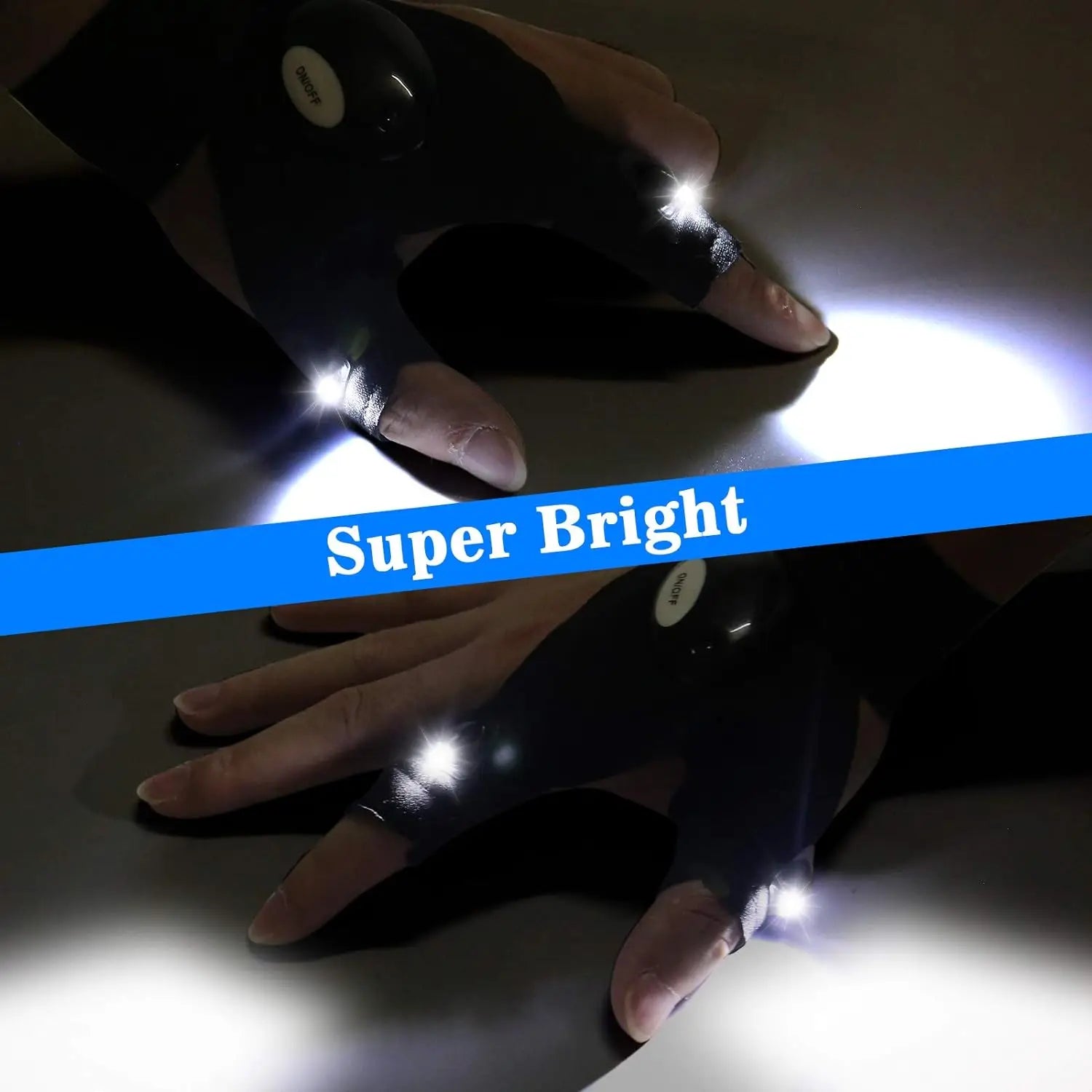 LED Half Finger Glove for Men Women Outdoor Waterproof Night Vision